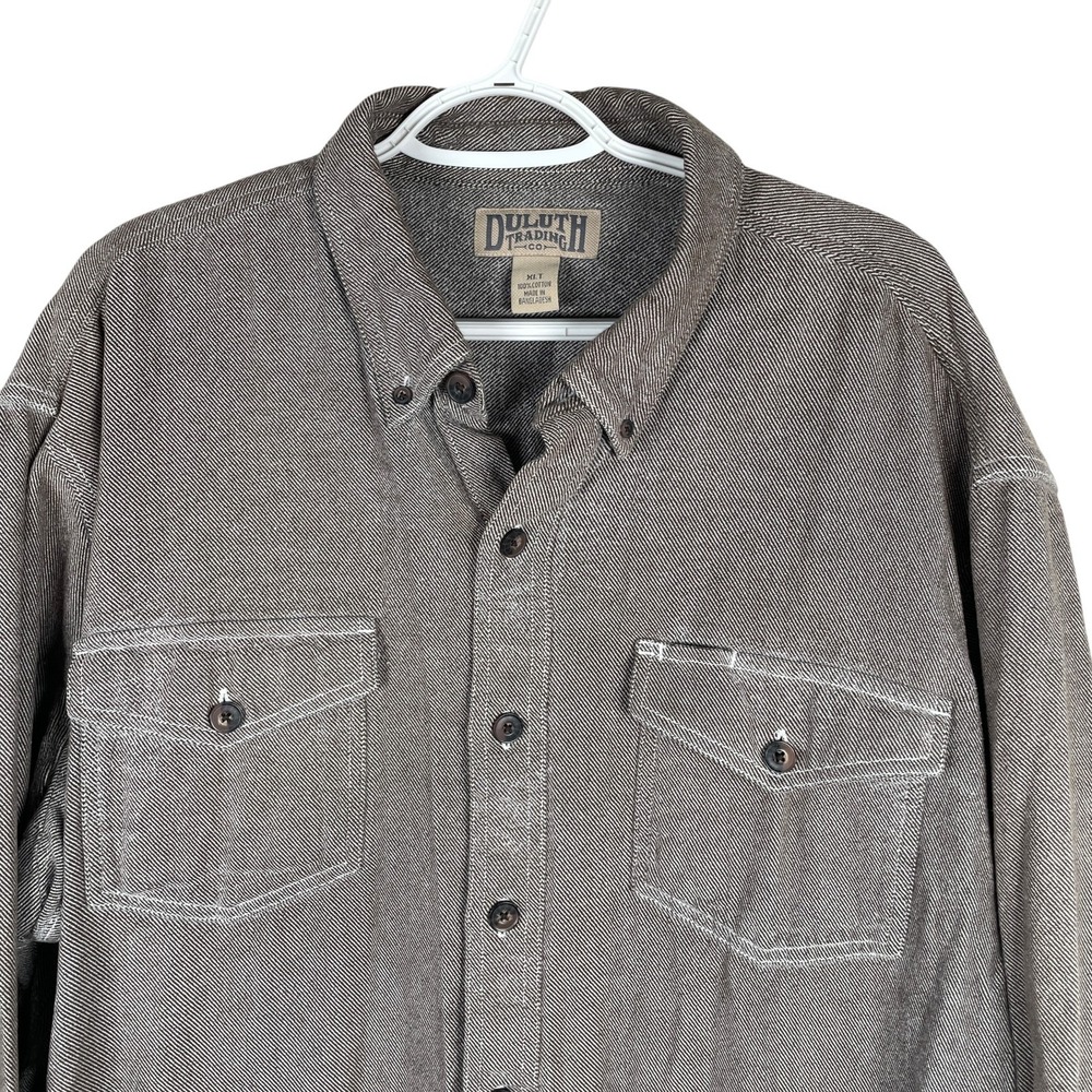Duluth Cavalry Twill Flannel Shirt Mens‎ XL Tall Brown Button Down Heavy Cotton